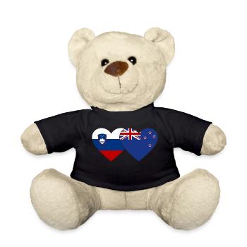 Slovénie Nouvelle-Zélande Drapeau Coeur - Nounours - noir - Devant