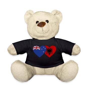 Neuseeland Albanien Flagge Herz - Teddy - Schwarz - Vorne
