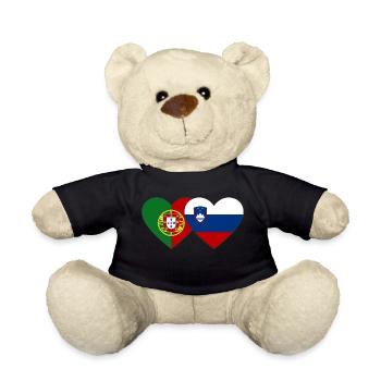 Portugal Slovenia Flag Heart - Teddy Bear - black - Front