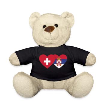 Switzerland Serbia Flag Heart - Teddy Bear - black - Front