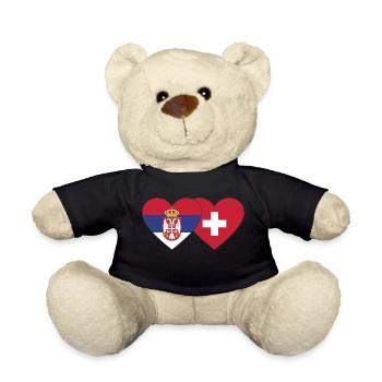 Serbie Suisse Flag Coeur - Nounours - noir - Devant
