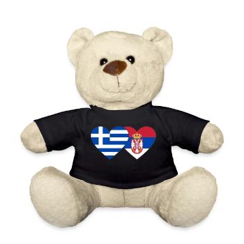 Greece Serbia Flag Heart - Teddy Bear - black - Front
