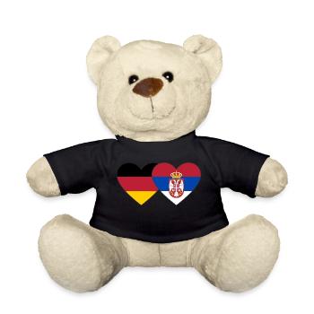 Germany Serbia Flag Heart - Teddy Bear - black - Front