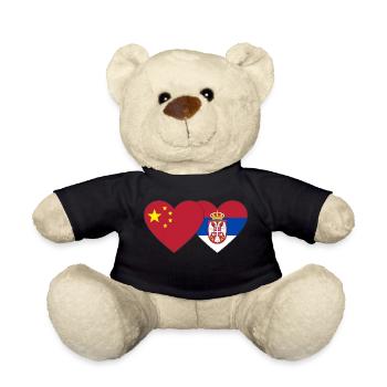 Chine Serbie Drapeau du Cœur - Nounours - noir - Devant