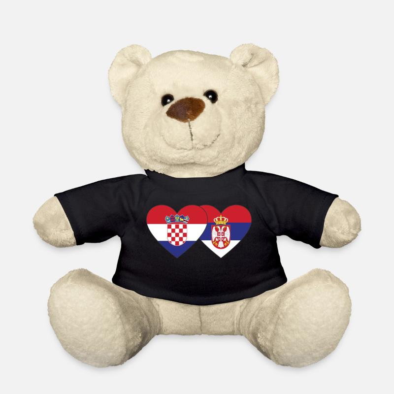 Kroatien Serbien Herz Flagge - Teddy - Schwarz