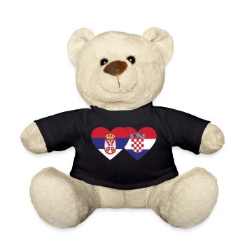 Serbie Croatie Drapeau du cœur - Nounours - noir - Devant