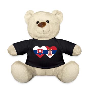 Slowakei Serbien Herz Flagge - Teddy - Schwarz - Vorne