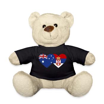 Australie Serbie Drapeau du cœur - Nounours - noir - Devant