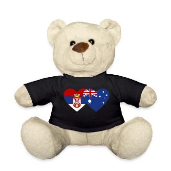 Serbien Australien Herz Flagge - Teddy - Schwarz - Vorne