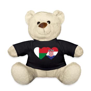 Madagascar Croatie Flag Coeur - Nounours - noir - Devant