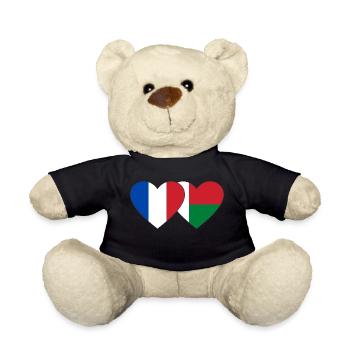 France Madagascar drapeau coeur - Nounours - noir - Devant