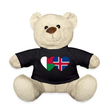 Madagascar Iceland Flag Heart - Teddy Bear - black - Front