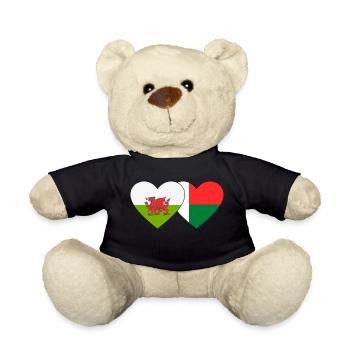 Wales Madagaskar Flagge Herz - Teddy - Schwarz - Vorne