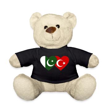 Pakistan Turkey Flag Heart - Teddy Bear - black - Front