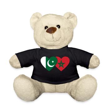 Pakistan Maroc Flag Coeur - Nounours - noir - Devant