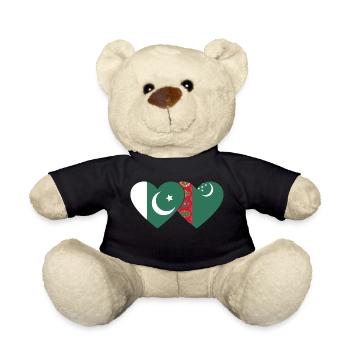 Pakistan Turkmenistan Flag Heart - Teddy Bear - black - Front