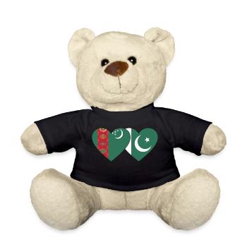 Turkmenistan Pakistan Flag Heart - Teddy Bear - black - Front