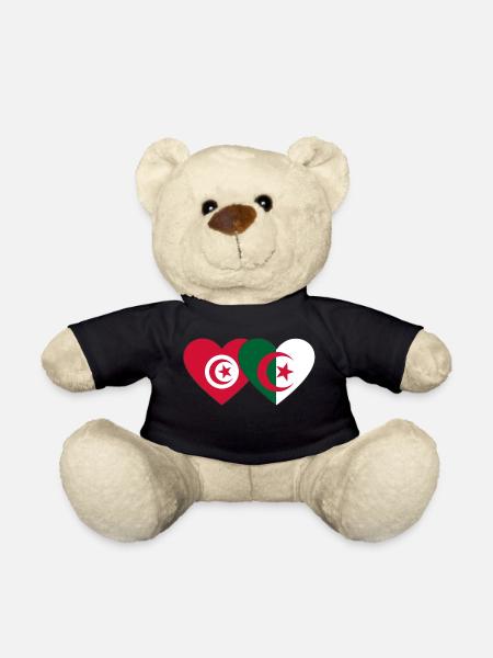 Tunisie Algérie Drapeau Coeur - Nounours - noir
