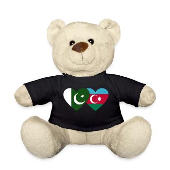Pakistan Azerbaijan Flag Heart - Teddy Bear - black - Front