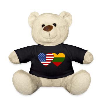 USA Litauen Flagge Herz - Teddy - Schwarz - Vorne