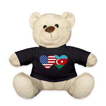 USA Azerbaijan flag heart - Teddy Bear - black - Front