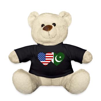 USA Pakistan Flag Heart - Teddy Bear - black - Front