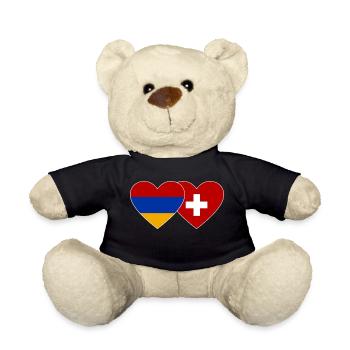 Arménie Suisse Drapeau Coeur - Nounours - noir - Devant