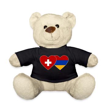 Schweiz Armenien Flagge Herz - Teddy - Schwarz - Vorne