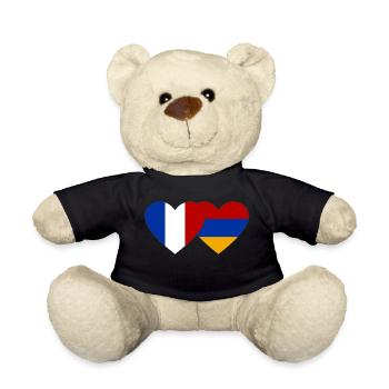 France Arménie Flag Coeur - Nounours - noir - Devant
