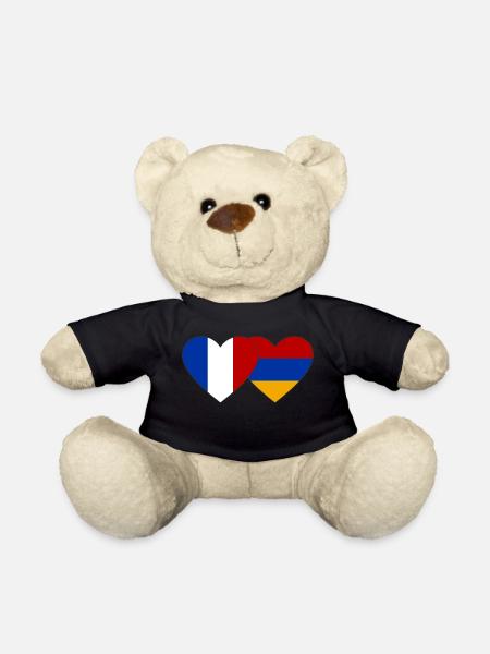 France Arménie Flag Coeur - Nounours - noir