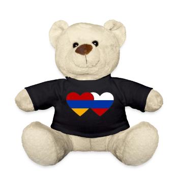 Arménie Russie Drapeau Coeur - Nounours - noir - Devant