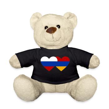 Russie Arménie drapeau coeur - Nounours - noir - Devant
