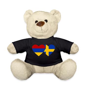 Arménie Suède Drapeau Coeur - Nounours - noir - Devant