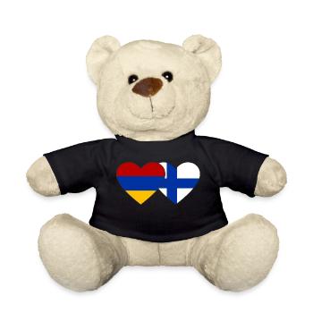 Arménie Finlande Drapeau Coeur - Nounours - noir - Devant