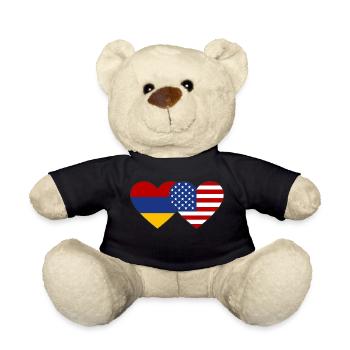 Arménie USA Flag Heart - Nounours - noir - Devant