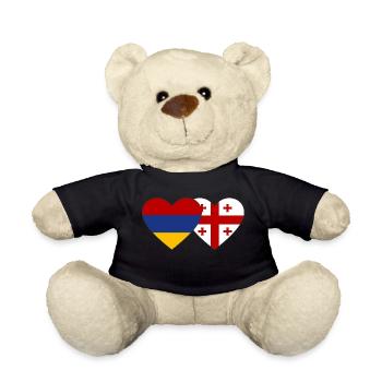 Arménie Géorgie drapeau coeur - Nounours - noir - Devant