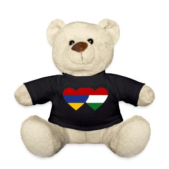 Arménie Hongrie Drapeau Coeur - Nounours - noir - Devant