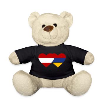 Austria Armenia Flag Heart - Teddy Bear - black - Front