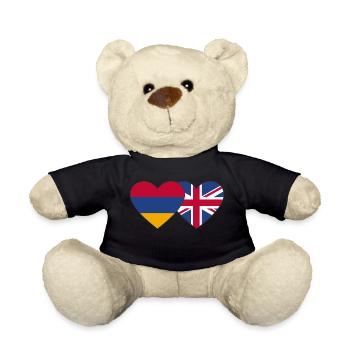 Armenia England Flag Heart - Teddy Bear - black - Front