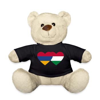 Armenia Hungary Flag Heart - Teddy Bear - black - Front