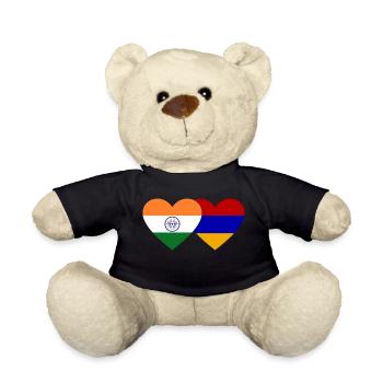 India Armenia Flag Heart - Teddy Bear - black - Front