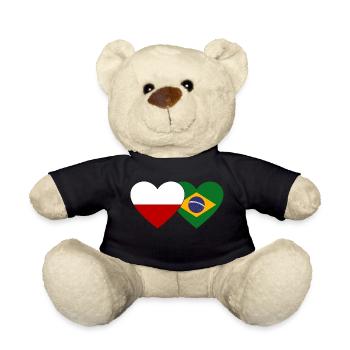 Pologne Brésil Flag Heart - Nounours - noir - Devant