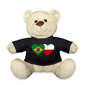 Brésil Pologne Flag Coeur - Nounours - noir - Devant