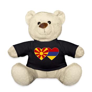 Macédoine Arménie Drapeau Coeur - Nounours - noir - Devant