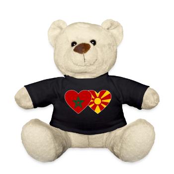 Maroc Macédoine Drapeau Coeur - Nounours - noir - Devant