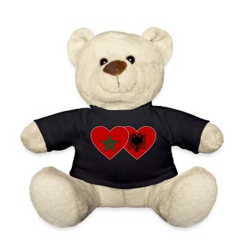 Morocco Albania Flag Heart - Teddy Bear - black - Front