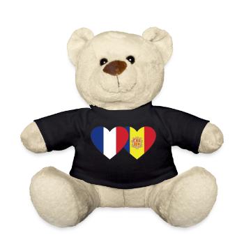 France Andorre Flag Coeur - Nounours - noir - Devant