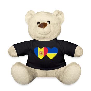 Andorra Ukraine Flagge Herz - Teddy - Schwarz - Vorne
