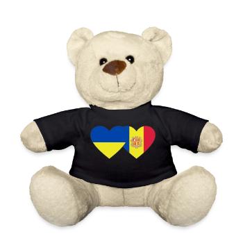 Ukraine Andorra Flagge Herz - Teddy - Schwarz - Vorne
