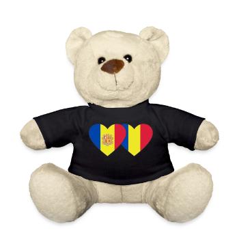 Andorra Rumänien Flagge Herz - Teddy - Schwarz - Vorne